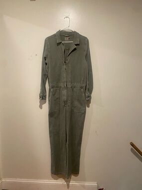 Faherty Olive Green Overland Denim Utility
Jumpsuit 100% Organic Cotton Size M